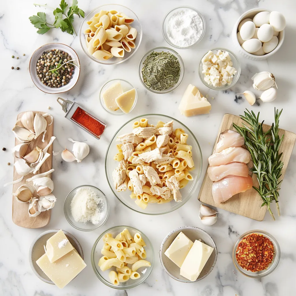 Creamy Chicken Garlic Parmesan Pasta Fresh ingredients