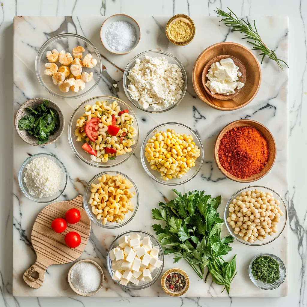 Creamy Street Corn Pasta Salad Rich ingredients