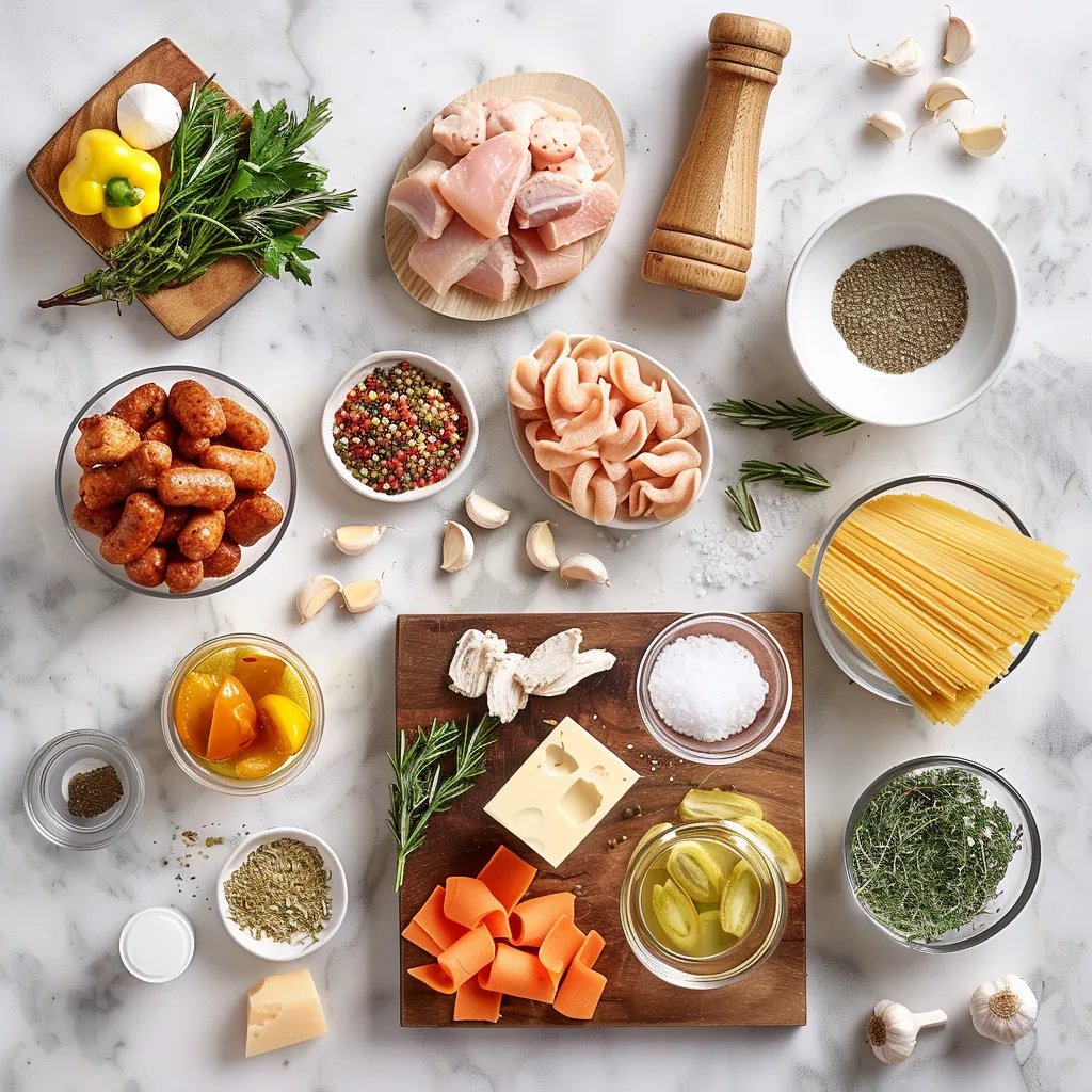 Fresh Creamy Cajun Chicken and Sausage Pasta (Dairy-Free One Pot Recipe) ingredients