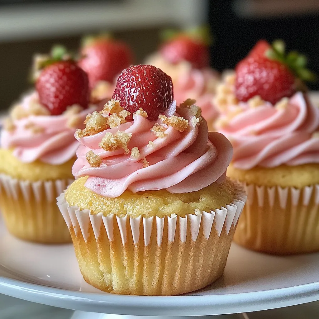Fresh Strawberry Crunch Cupcakes