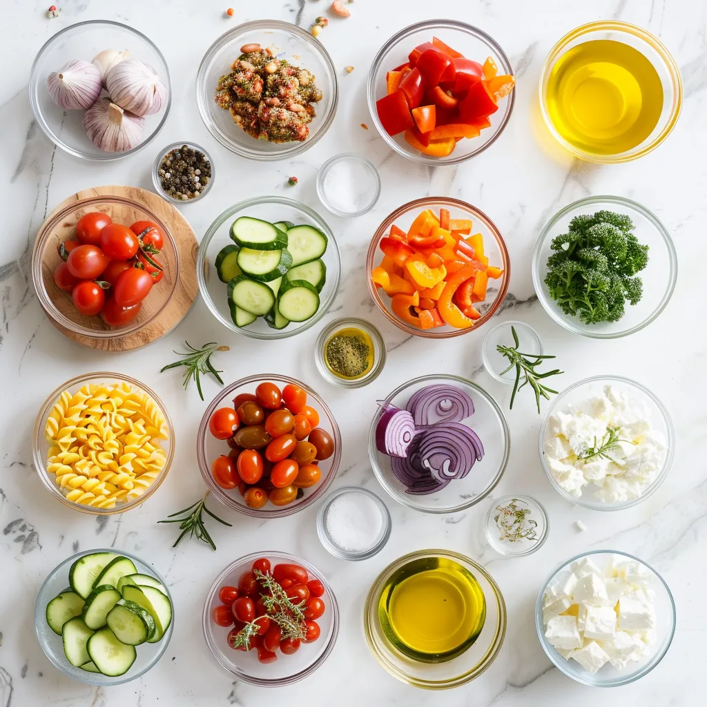 High Protein Greek Pasta Salad for a Delightful Boost ingredients