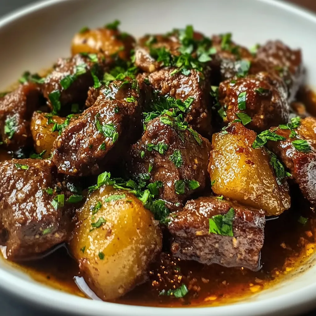 High Protein Slow Cooker Garlic Butter Beef Bites Zesty