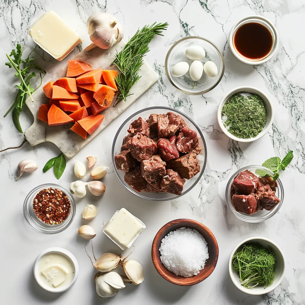 High Protein Slow Cooker Garlic Butter Beef Bites Zesty ingredients