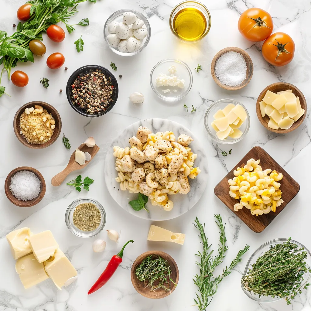 Honey Pepper Chicken Mac and Cheese Golden ingredients