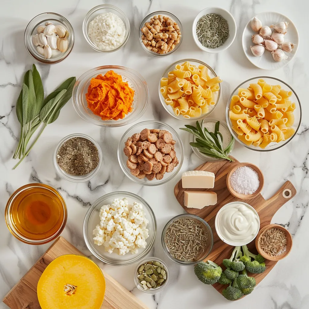 Irresistible Creamy Pumpkin Pasta with Italian Sausage ingredients