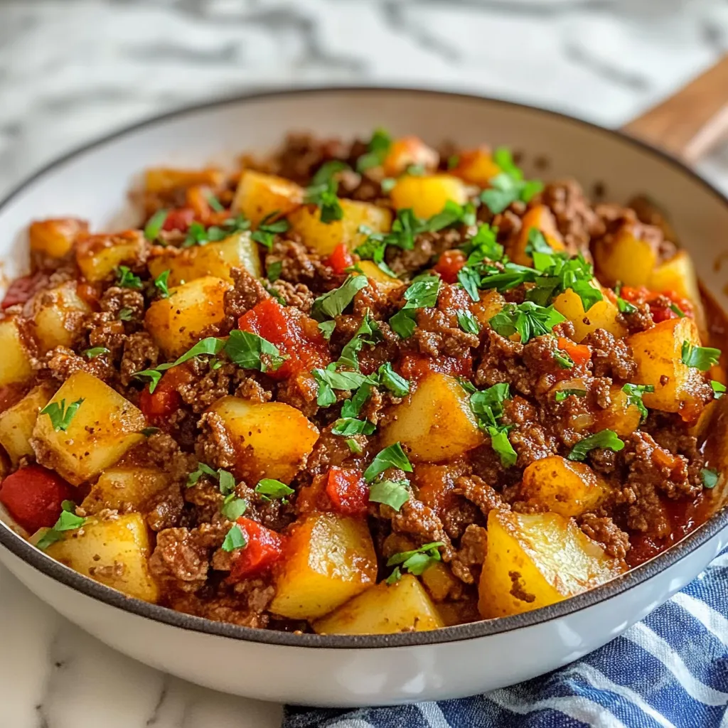 Juicy Top Ground Beef and Potatoes