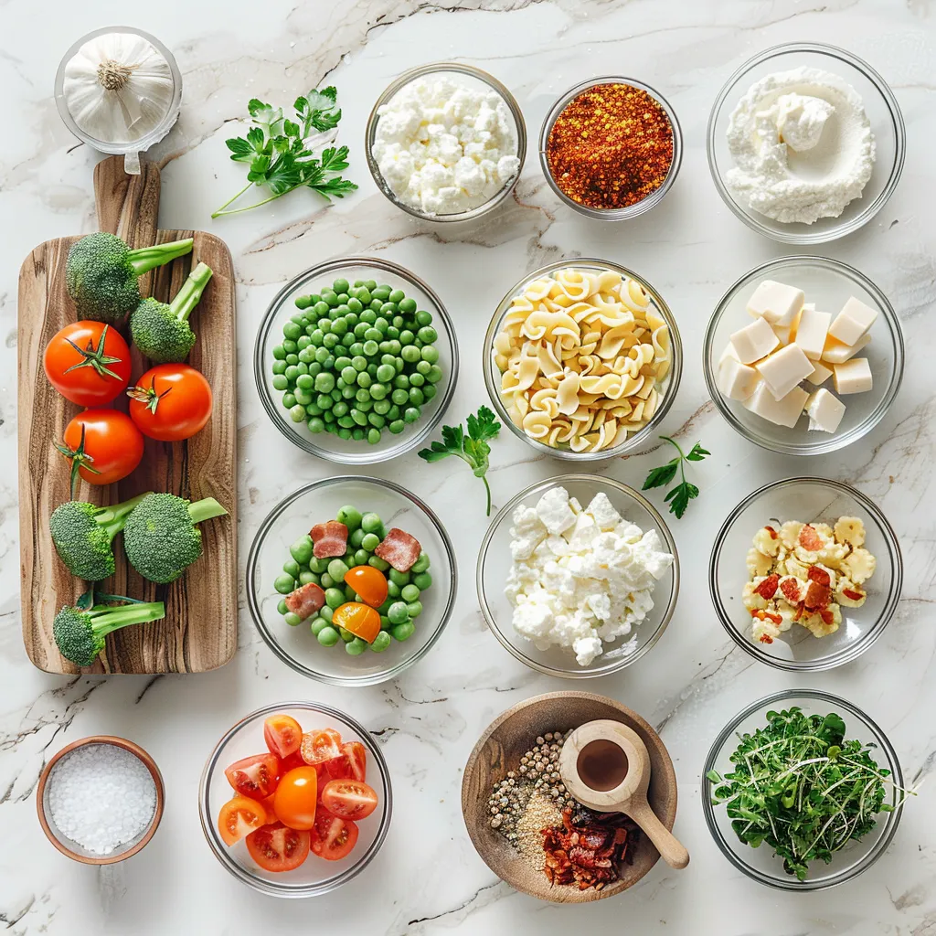 Mouthwatering Creamy Pea and Bacon Pasta Salad – A Fast Flavor Explosion ingredients