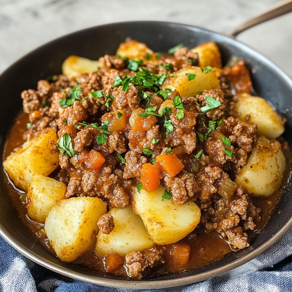 One Pot Ground Beef & Potatoes Mouthwatering