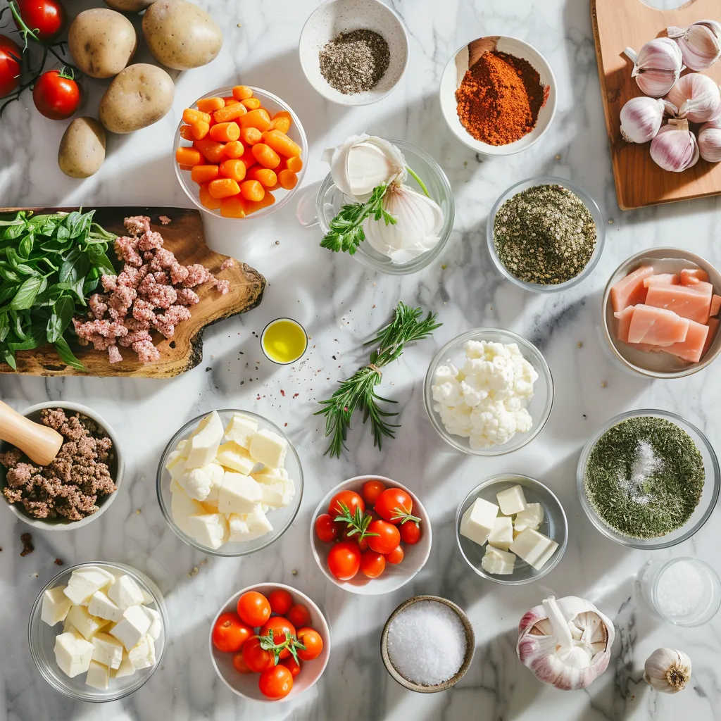 One Pot Ground Beef & Potatoes Mouthwatering ingredients