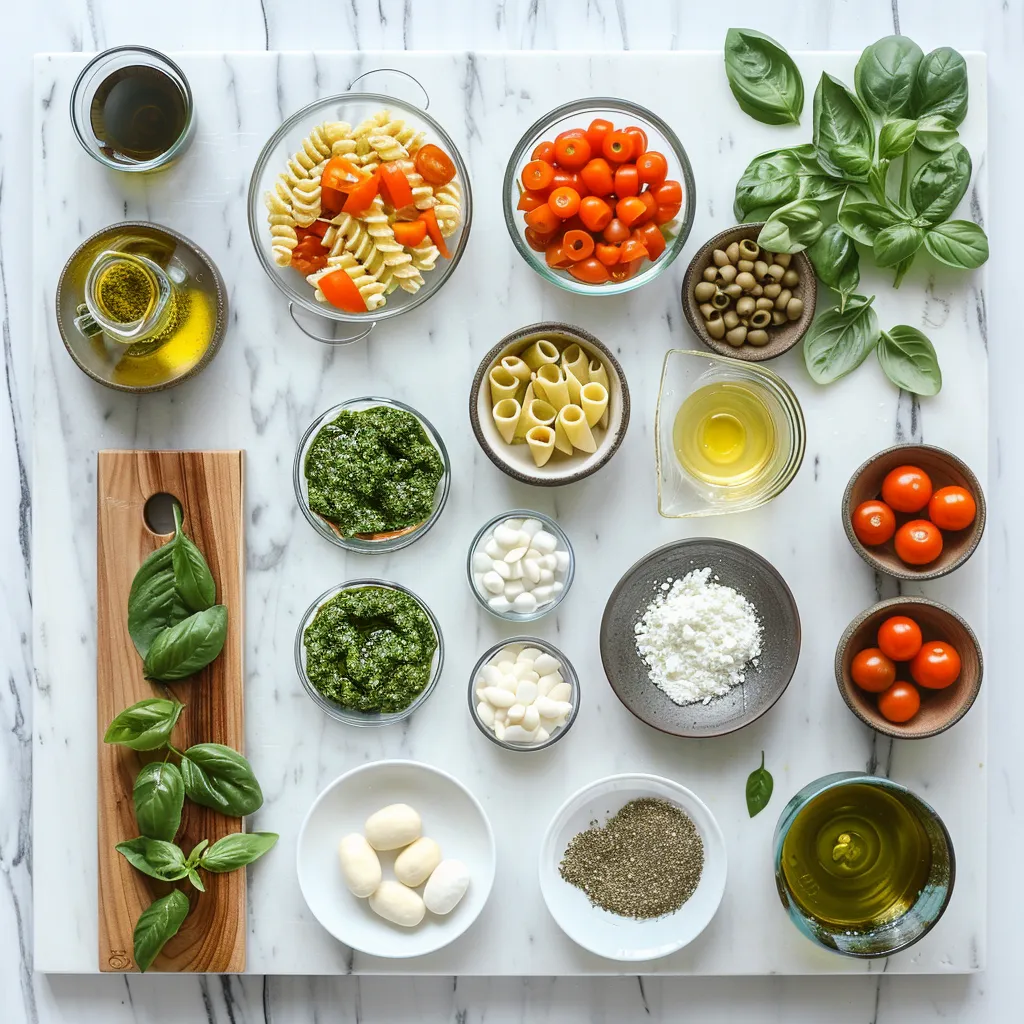 Pesto Pasta Salad Exquisite ingredients