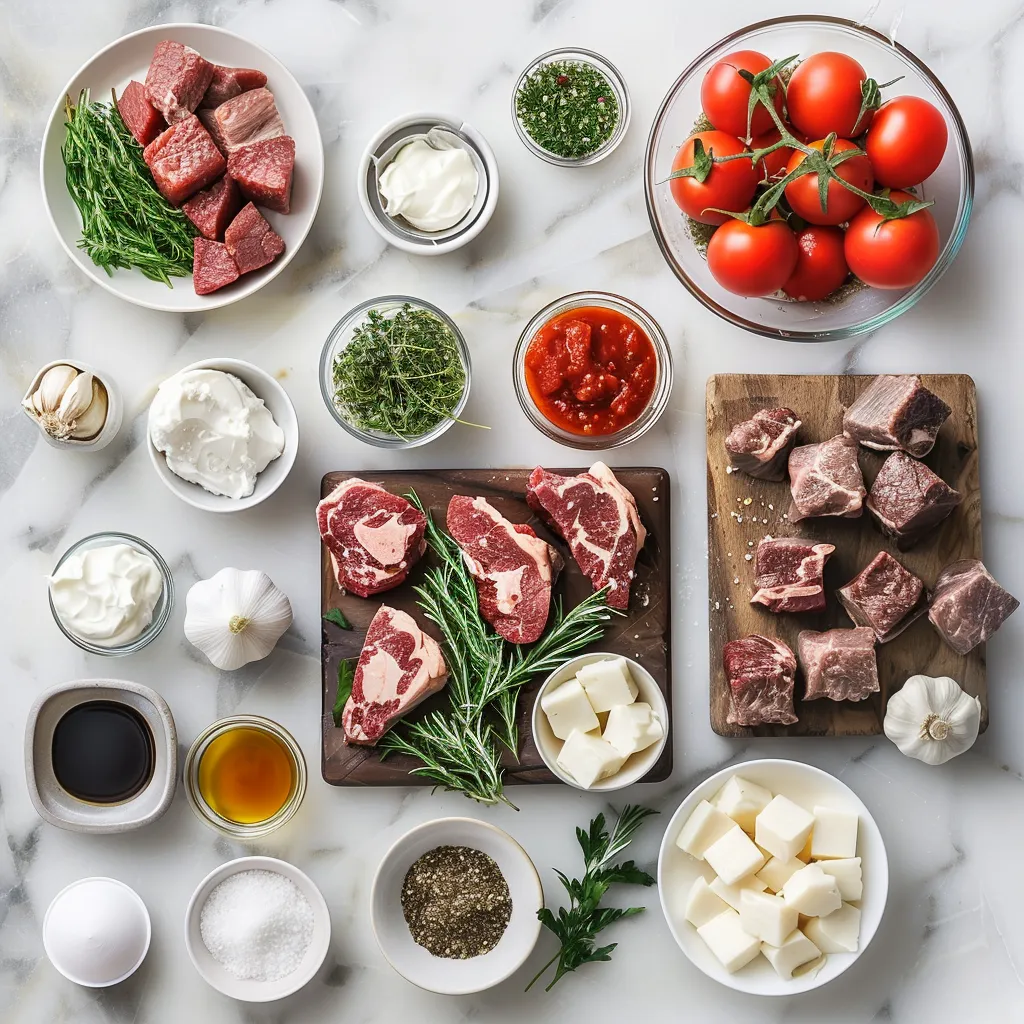 Rich Traditional Red Wine Beef Stew ingredients