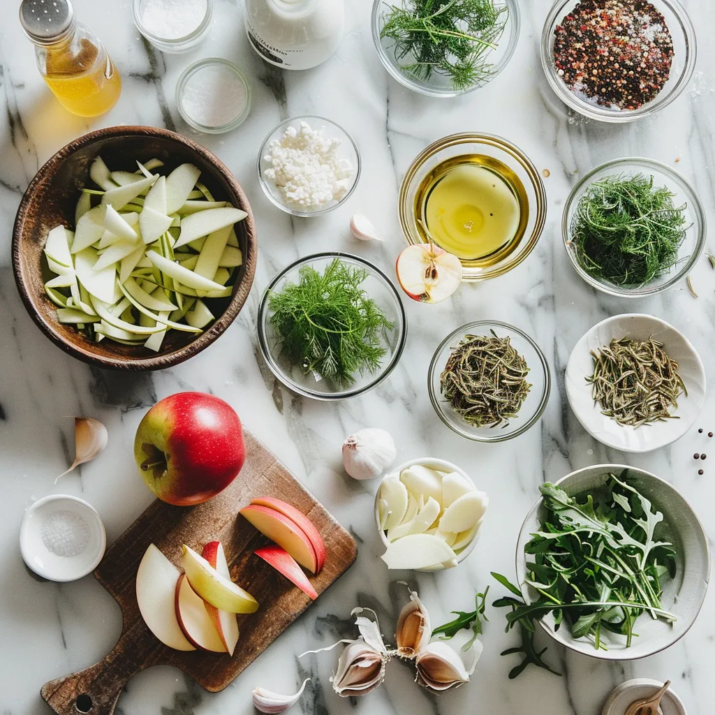 Shaved Apple, Fennel and Arugula Salad Savory ingredients