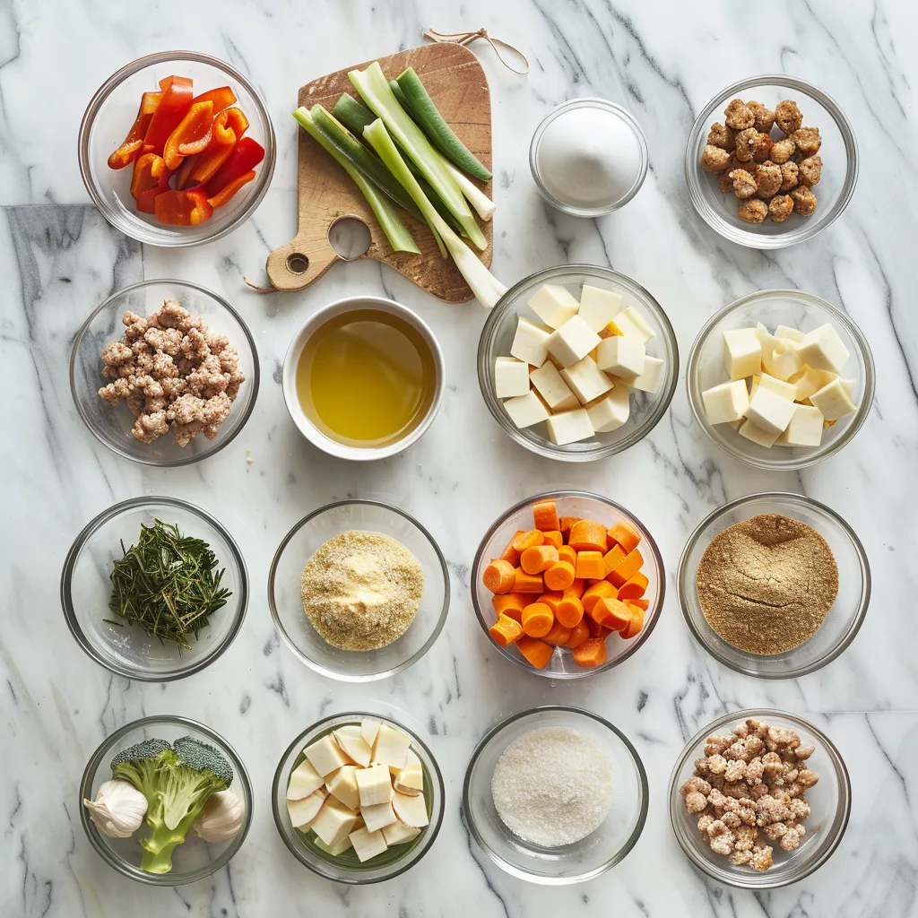 Simple Ground Turkey and Veggie Stir Fry Fresh ingredients