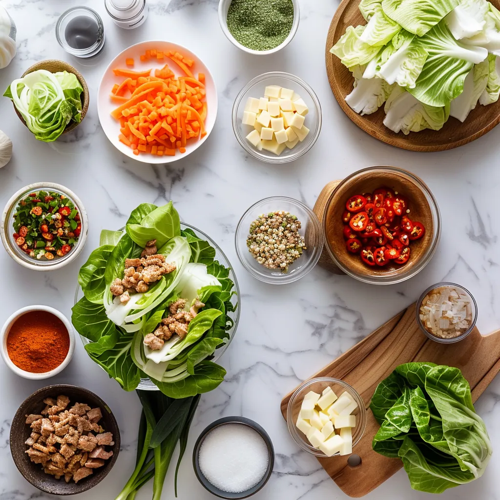 Sweet and Spicy Pork Lettuce Wraps Rich ingredients