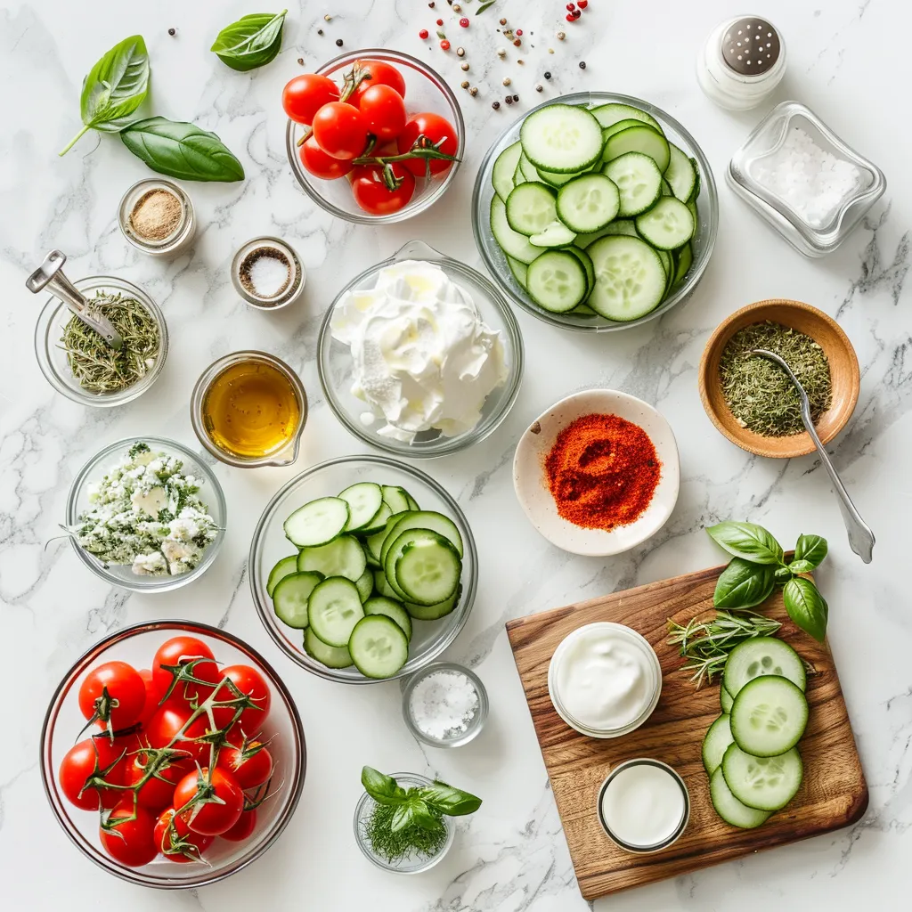 Tempting Cucumber Caprese Salad ingredients