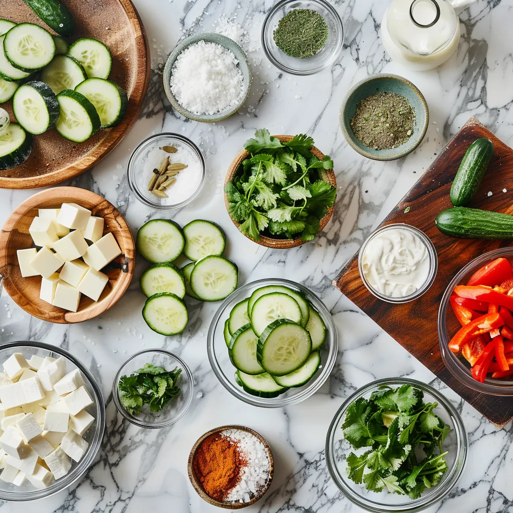Tempting Mexican Cucumber Salad ingredients