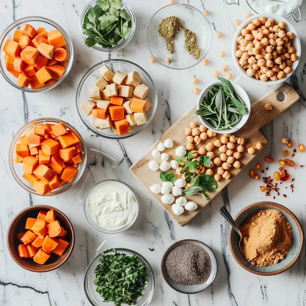 Tempting Sweet Potato Chickpea Buddha Bowl Recipe ingredients