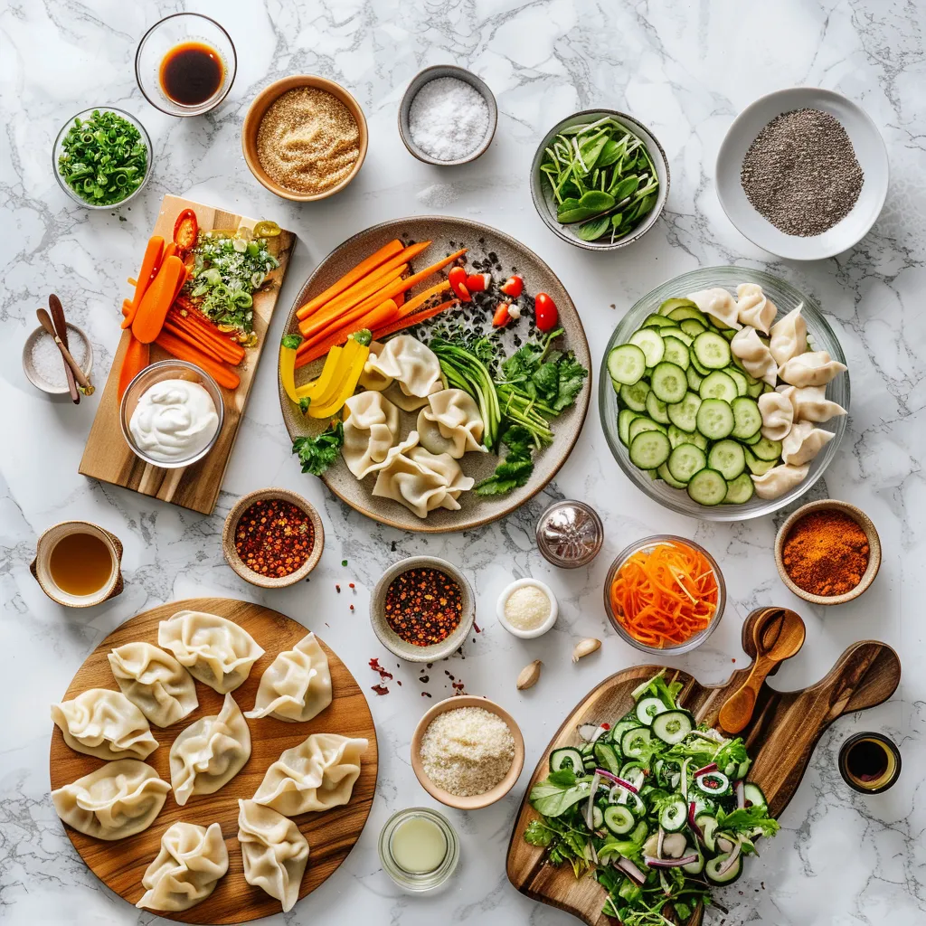 Vibrant Dumpling Salad with Crispy Crunch and Heavenly Dressing ingredients