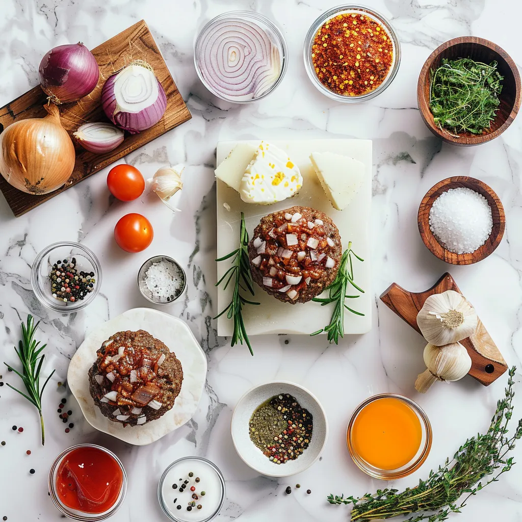 Exquisite Irish Pub Burger with Guinness-Onion Bliss ingredients