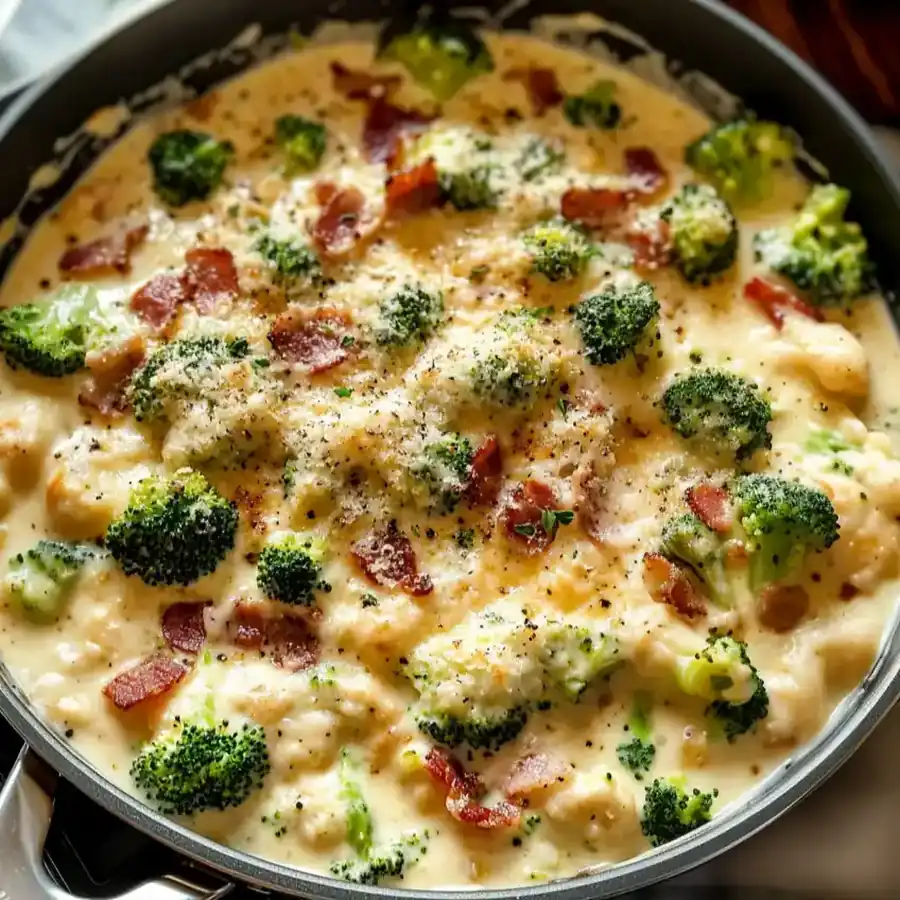 Creamy Garlic Parmesan Broccoli with Bacon – Quick Side