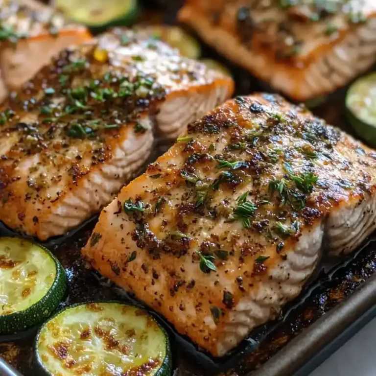 Best 30-Minute One Pan Lemon Herb Salmon and Zucchini Recipe —