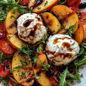 Fresh Peach Burrata Salad with Basil & Balsamic