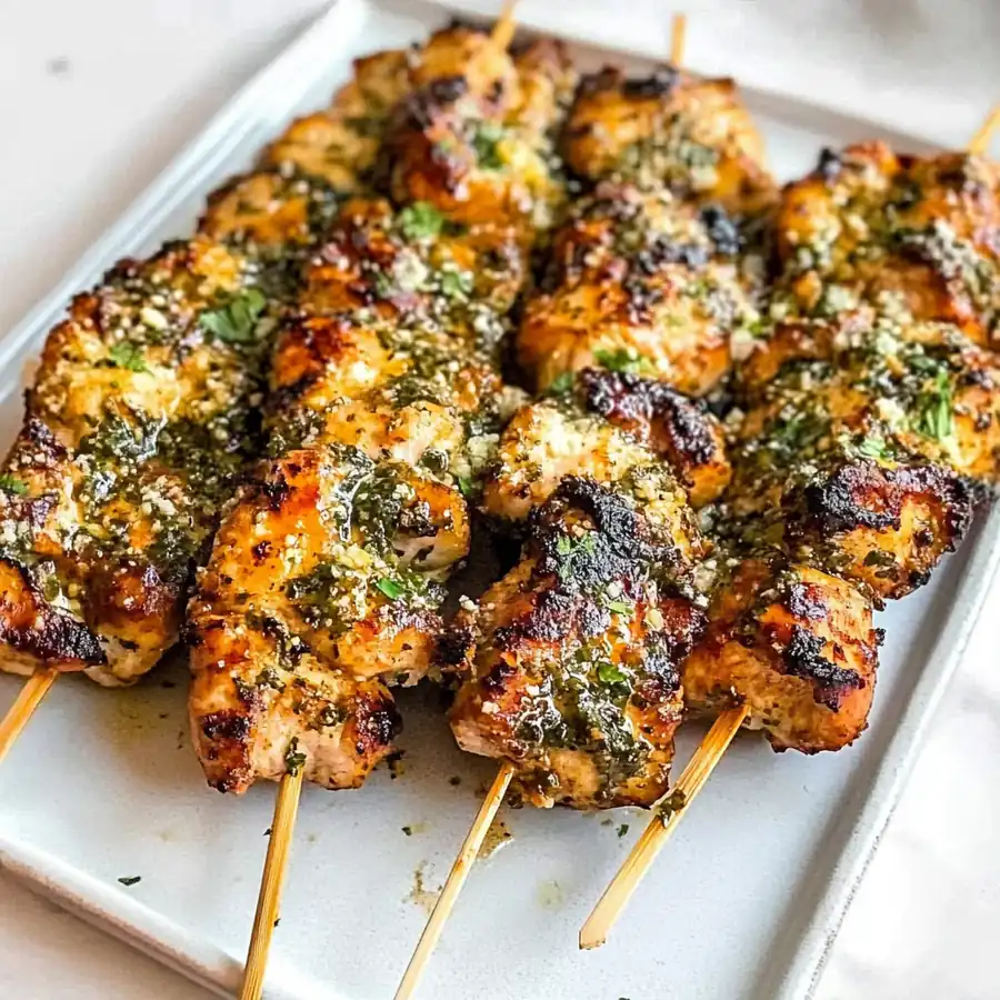 Creamy Grilled Ranch Garlic Parmesan Chicken Skewers – Juicy & Flavorful