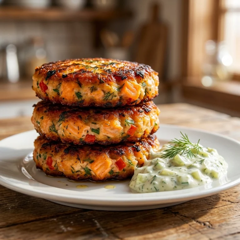 Salmon Patty Recipe With Dill Green Tartar Swirl | Easy Homemade Salmon Cakes