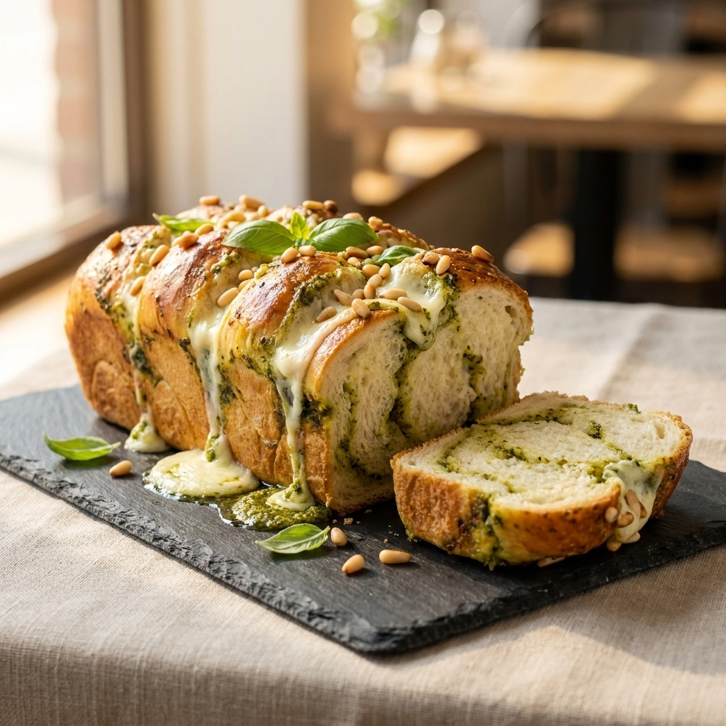 Herb Cheese Bread With Green Pesto Cream Cheese Swirl | Easy Savory Bread Recipe