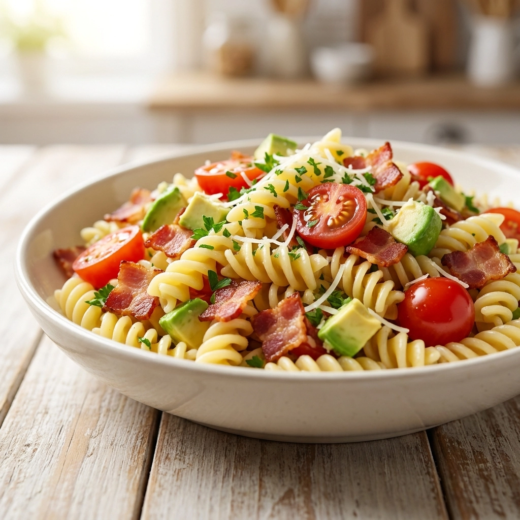 Fresh BLT Pasta Salad Recipe: An Easy Creamy Avocado Lunch Idea | Summer Pasta Salad