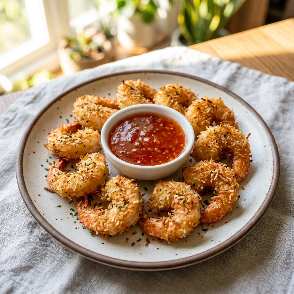 Crispy Air Fryer Coconut Shrimp with Easy Homemade Sweet Chili Sauce | Easy Appitizers