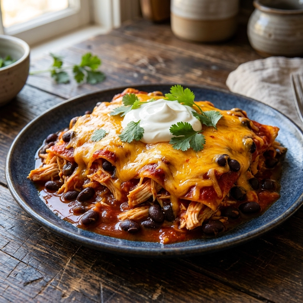 Cheesy Chicken Enchilada Bake – Slow Cooker Recipe | Easy Mexican Dinner Idea