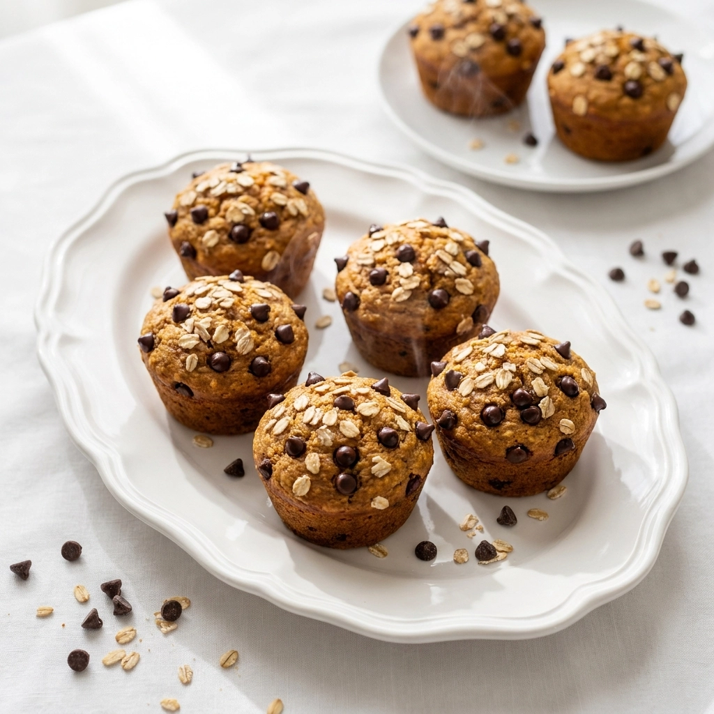 Oatmeal To-Go Pumpkin Chocolate Chip Muffins | Healthy Pumpkin Breakfast Muffins