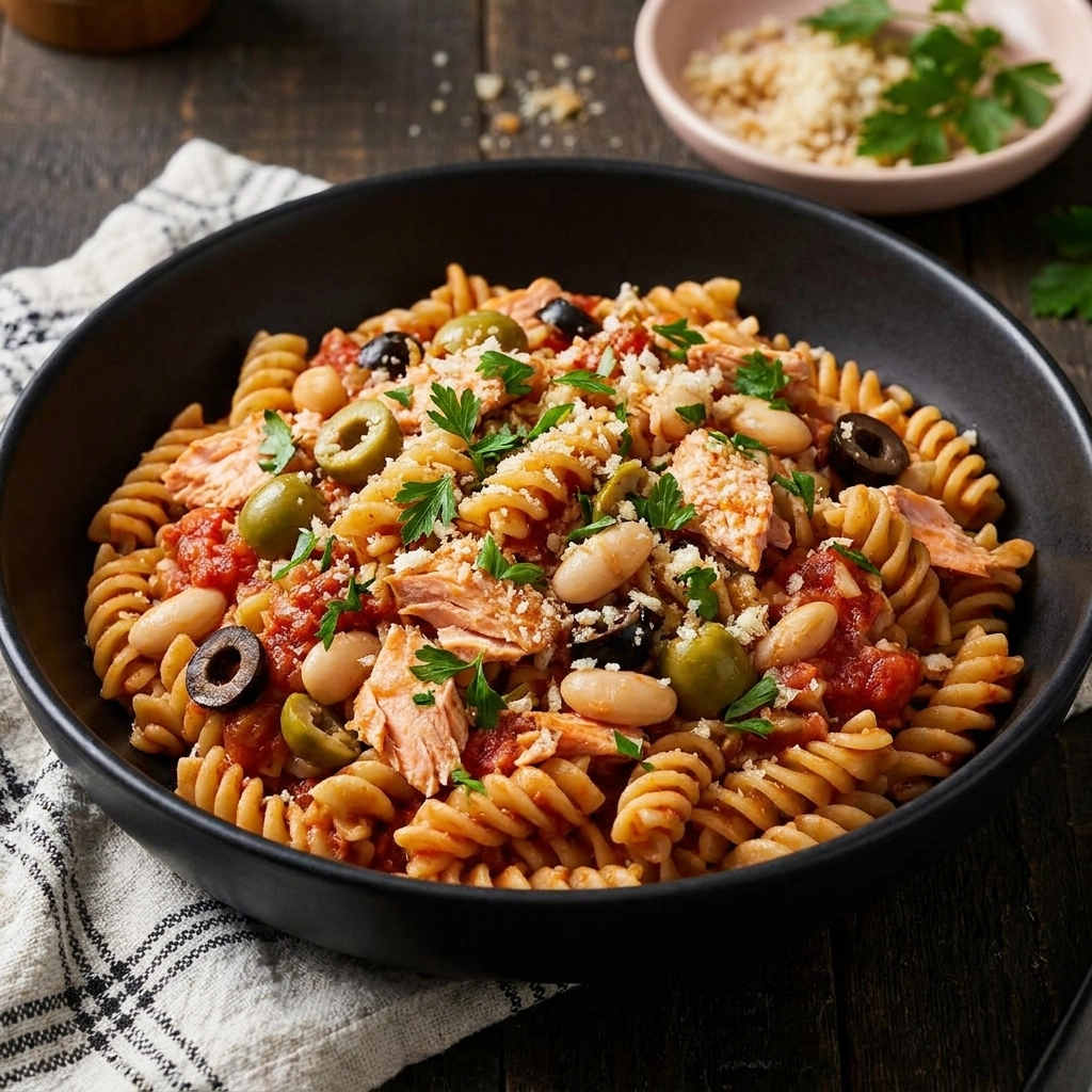 Easy Salmon Pesto Pasta with Pine Nuts | Healthy 30 Minute Seafood Dinner