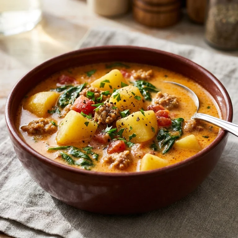 Hearty Italian Sausage Potato Soup with Garlic and Cream | Cozy Winter Soup Recipe