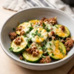 Savory Cheesy Ground Beef and Zucchini Skillet Easy Taco Dinner Recipe | Keto Taco Skillet