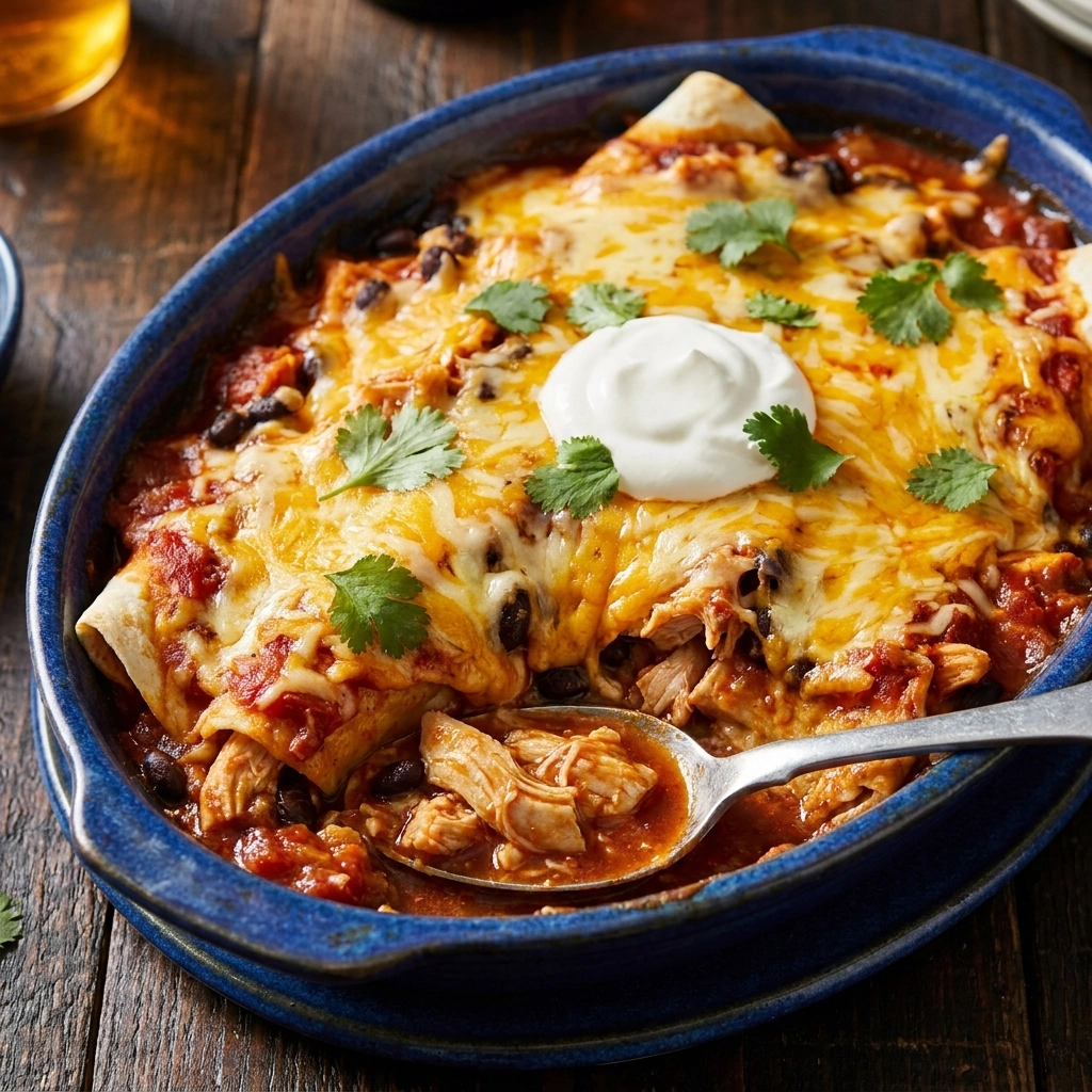Cheesy Chicken Enchilada Bake – Slow Cooker Recipe | Easy Mexican Dinner Idea