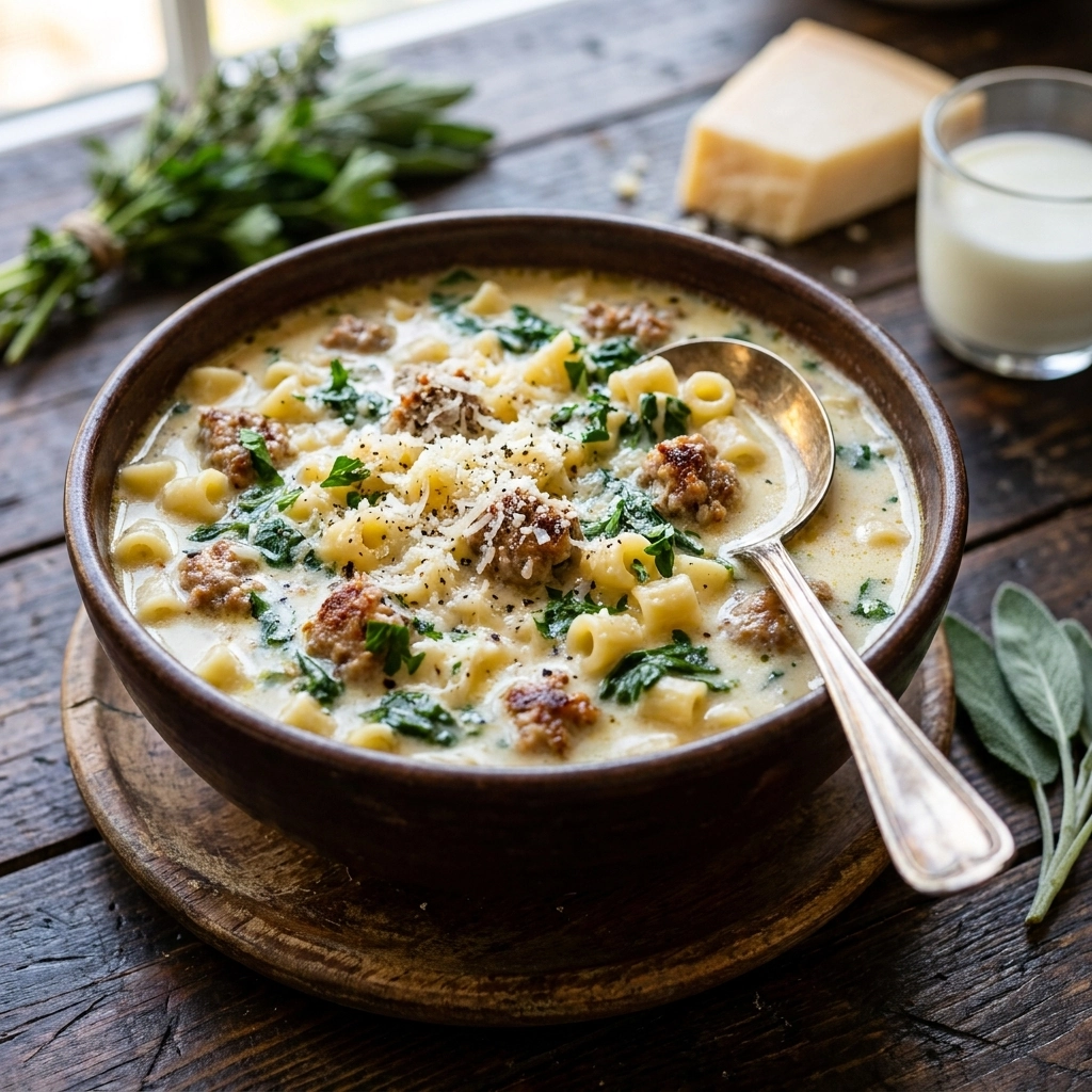Creamy Parmesan Italian Sausage Ditalini Soup Recipe | Easy Comfort Food Dinner