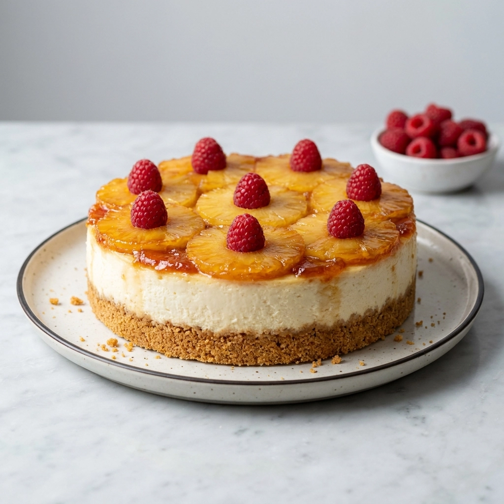 Pineapple Upside-Down Cheesecake Cake Recipe | Easy Tropical Dessert Idea