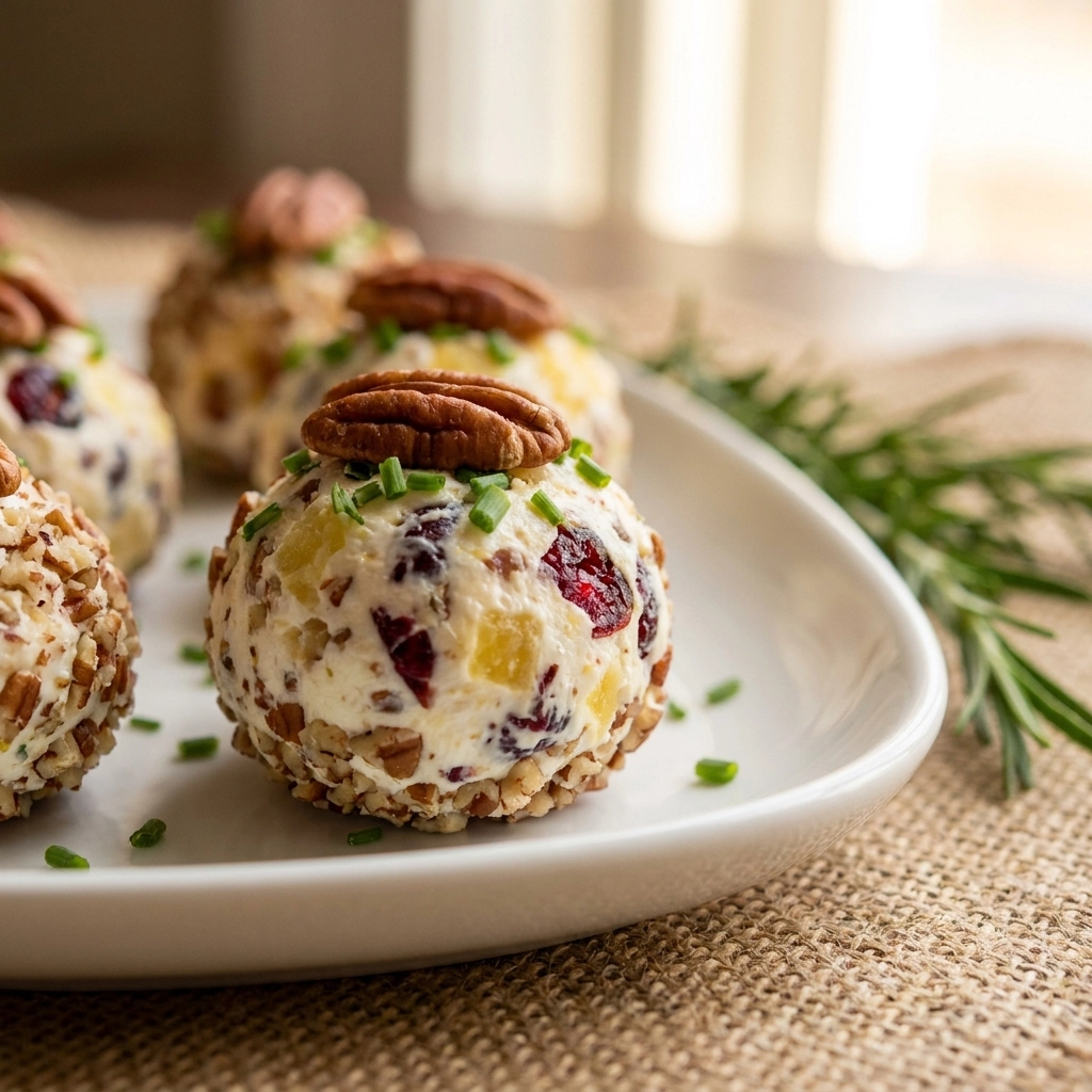 Mini Pineapple Cranberry Cheese Balls | Easy Holiday Party Appetizer Recipe