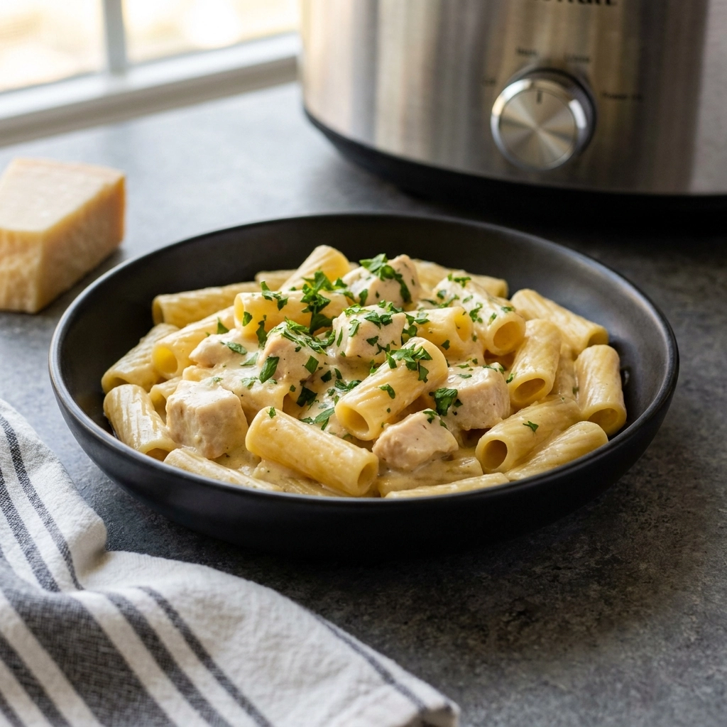 Creamy Crock Pot Chicken Alfredo | Easy Slow Cooker Pasta Dinner