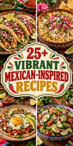 A collage of Mexican-inspired recipes featuring street tacos, enchiladas, and fresh salsa
