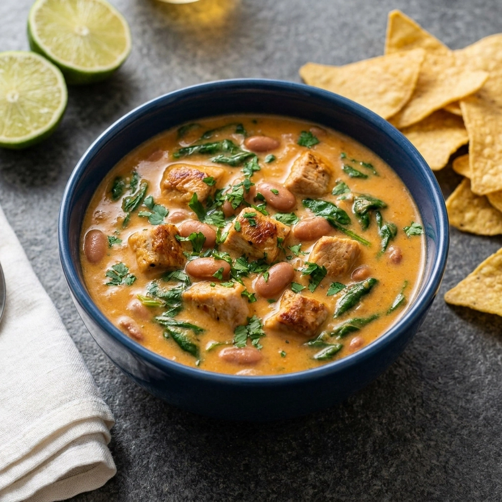 Creamy Chicken Pumpkin Soup with Autumnal Spices | Cozy Fall Dinner Ideas recipe