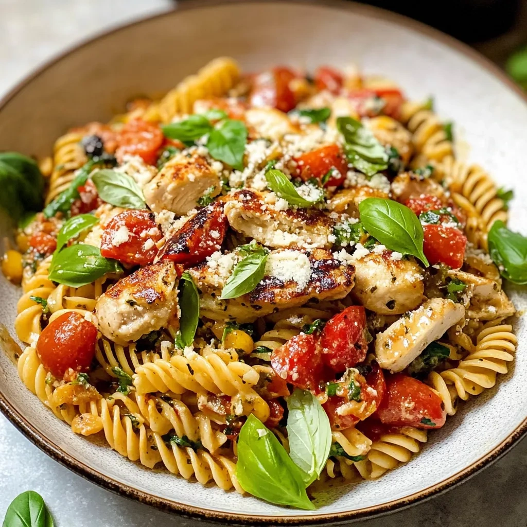 Crispy Italian Chicken Pasta Salad (Bruschetta Style) recipe