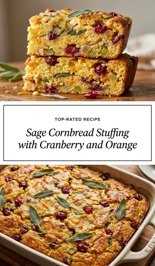 Sage Cornbread Stuffing with Cranberry and Orange | Easy Thanksgiving Side Dish recipe