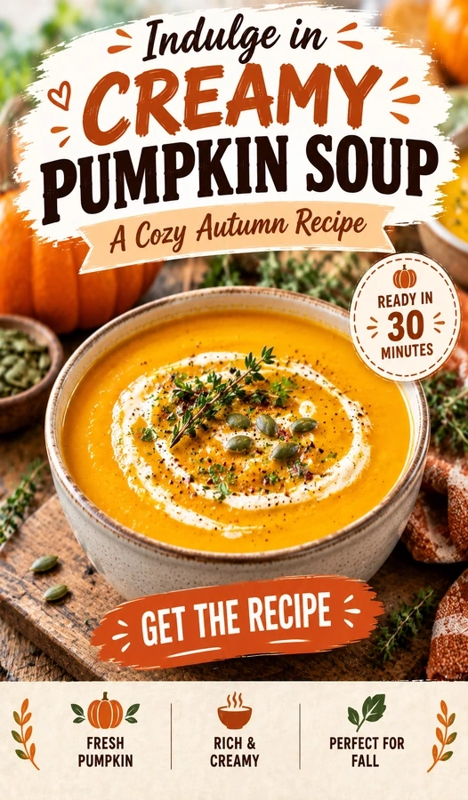 Indulge in Creamy Pumpkin Soup: A Cozy Autumn Recipe | Easy Fall Soup Recipes recipe