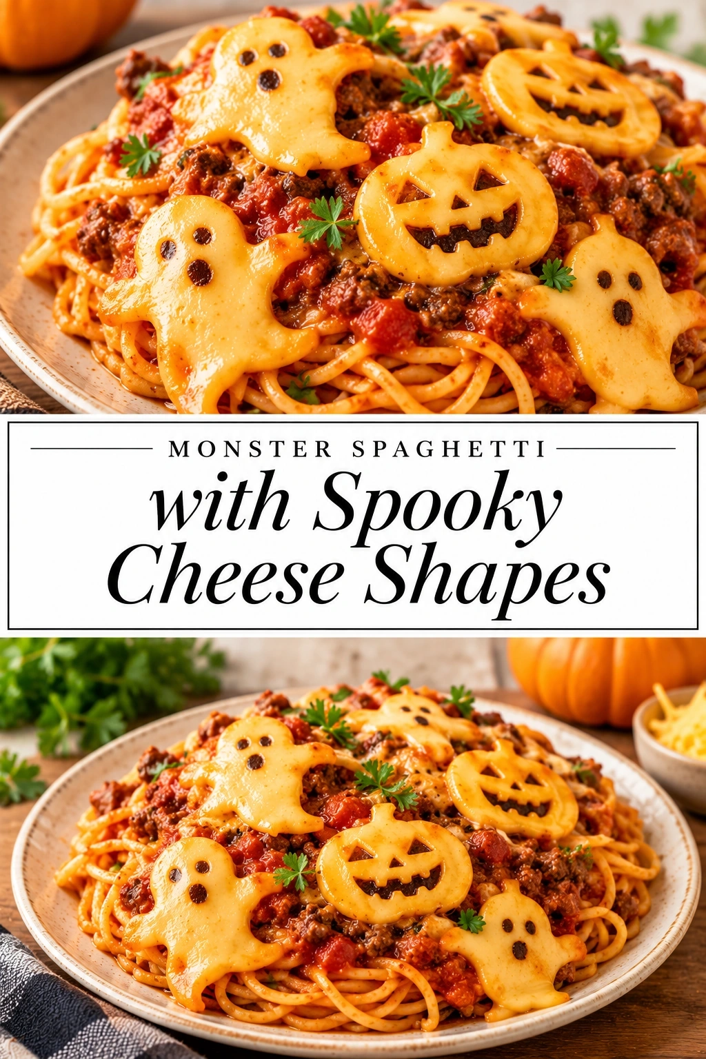 Monster Spaghetti with Spooky Cheese Shapes | Fun Halloween Dinner Ideas for Kids recipe