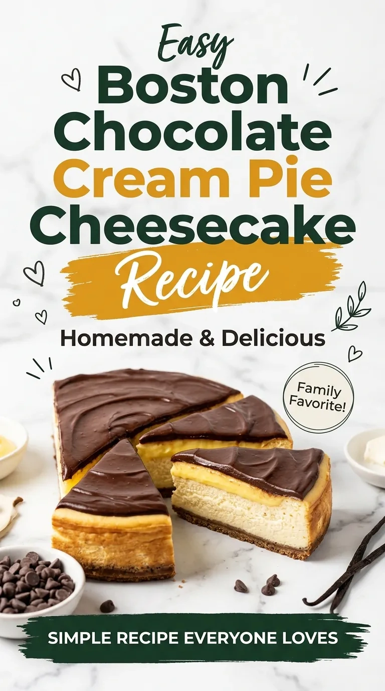 Boston Chocolate Cream Pie Cheesecake | Decadent Chocolate Dessert Recipe recipe