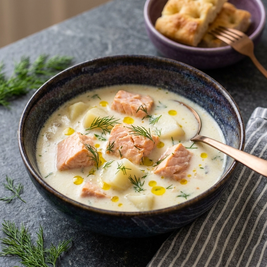 Creamy Finnish Salmon Soup (Lohikeitto) | Authentic Nordic Seafood Chowder recipe