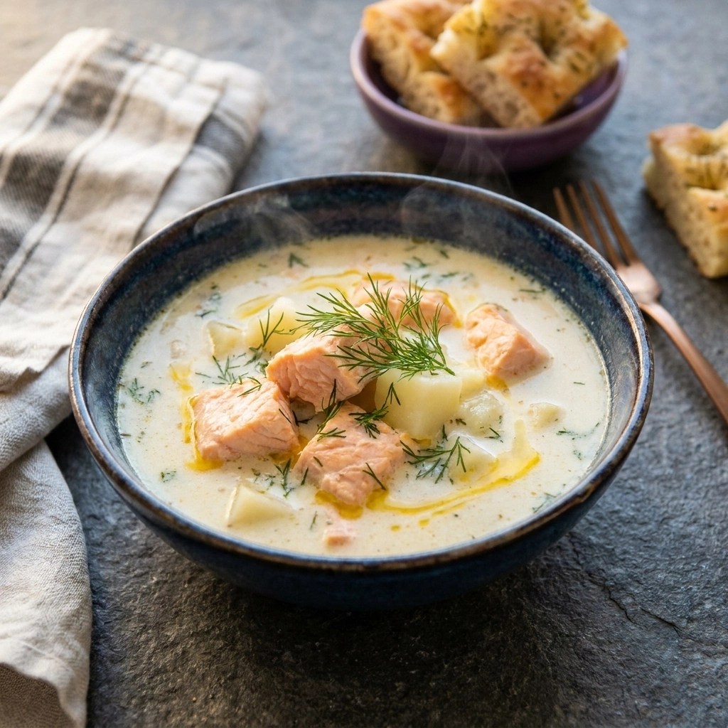 Authentic Finnish Salmon Soup (Lohikeitto): A Nordic Hug in a Bowl | Creamy Fish Soup recipe